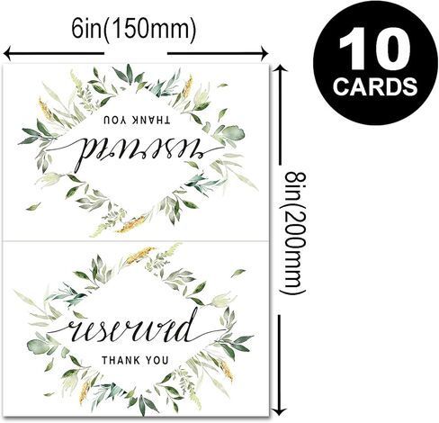 Greenery Reserved Signs for Weddings, Parties, Receptions, Restaurant and Celebrations, Reserved Signs for Tables, Reserved Signs for Wedding Chairs, 10 Pack, 4 x 6 Inches. in Kuwait
