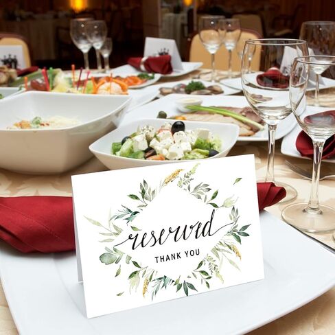 Greenery Reserved Signs for Weddings, Parties, Receptions, Restaurant and Celebrations, Reserved Signs for Tables, Reserved Signs for Wedding Chairs, 10 Pack, 4 x 6 Inches. in Kuwait