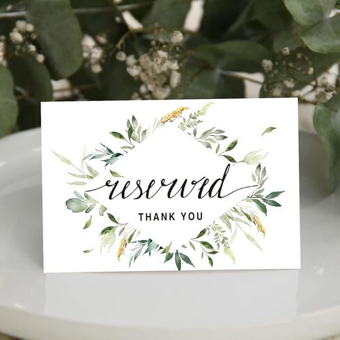 Greenery Reserved Signs for Weddings, Parties, Receptions, Restaurant and Celebrations, Reserved Signs for Tables, Reserved Signs for Wedding Chairs, 10 Pack, 4 x 6 Inches. in Kuwait