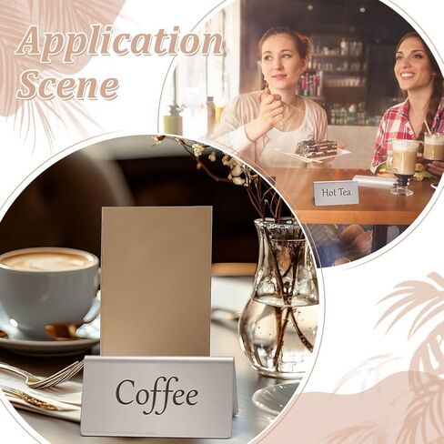 UNICRAFTALE 8Pcs Stainless Steel Table Tent Signs for Restaurant Table Beverage Sign Double Sided Tables Sign Coffee and Tea Tables Display for Wedding Party Buffet in Saudi Arabia