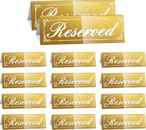 12Pcs Sliver Reserved Table Signs for Wedding,Mirrored Double Sided Table Wedding Guest Tent Reservation Seat Sign with Suede Cleaning Cloth,Waterproof Acrylic Table Tent Sign for Party Meeting Chair in Saudi Arabia