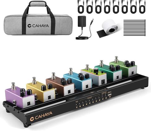 CAHAYA Guitar Pedal Board Portable - Pedal Board Built-in Power Supply Lightweight Aluminum Alloy Guitar Effect Pedalboard with DC Cables USB Output Carry Bag and Power Adapter 19.1" x 5.1" 1.91lbs in Saudi Arabia