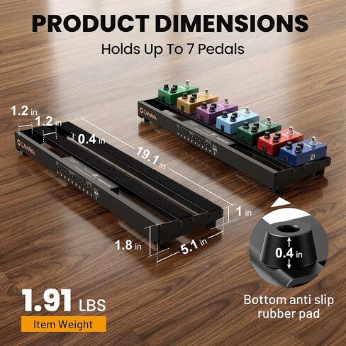 CAHAYA Guitar Pedal Board Portable - Pedal Board Built-in Power Supply Lightweight Aluminum Alloy Guitar Effect Pedalboard with DC Cables USB Output Carry Bag and Power Adapter 19.1" x 5.1" 1.91lbs in Saudi Arabia