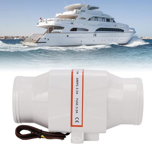 12V 130CFM Marine Blower Boat Bilge Air Blower with 4 Blade Fan Waterproof ABS Construction for Marine RV Truck Engine Compartment Ventilation in Kuwait