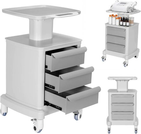 Medical Carts, Professional Mobile Medication Cart with 360 Lockable Wheels, Lab Utility Cart with 3 Drawers & 1 Top Tray for Lab Clinic Hospital Salon, Floor Standing Salon Roller Trolley in Kuwait