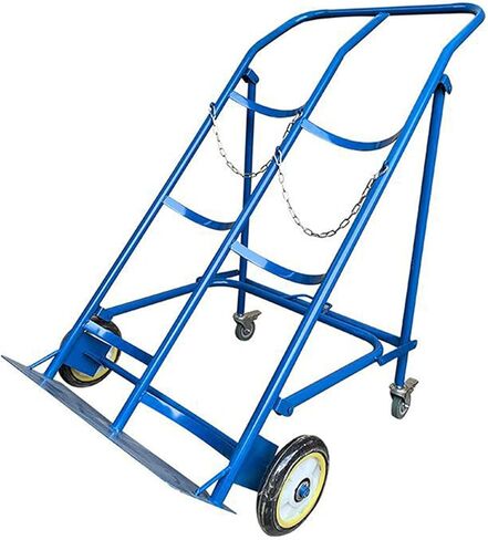 Heavy Duty Foldable Dual Cylinder Trolley Cart on Wheels - Mobile Steel Holder for Hospital, Factory, Laboratory Use - 100cm Height, Durable & Portable in Saudi Arabia