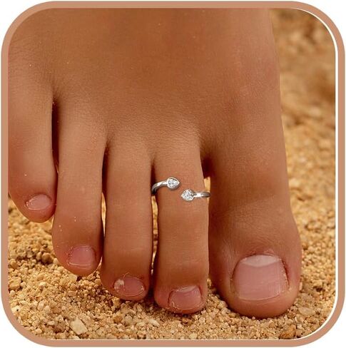 925 Sterling Silver Silver elety Heart Toe Rings for Women Mother 14k Gold Plated Arrow Heart Infinity Vintage Love Knot Rings String Fand Rings Rings Summer Beach Party Foot Jewelry in Kuwait
