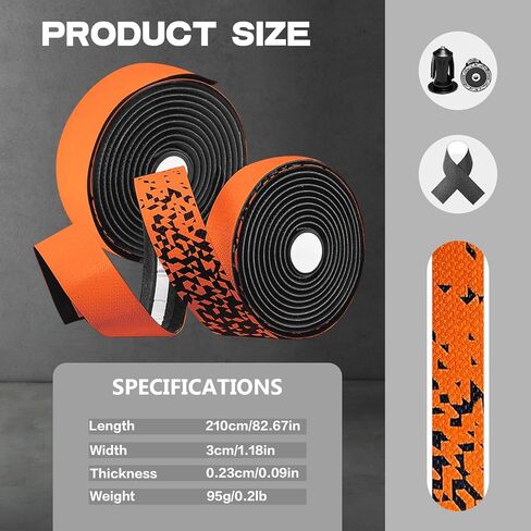 2PCS Bike Handlebar Tapes, Bicycle Handlebar Tape, Road Bike Handlebar Tape, Cycling Handle Wraps, Comfortable, Durable, Anti-Slip, Sweat-Absorbing Design, Orange in Saudi Arabia