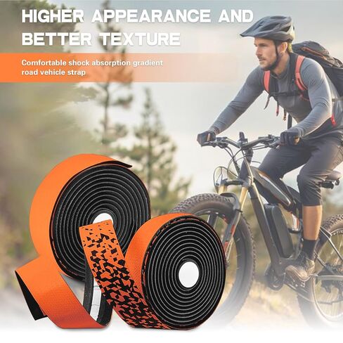 2PCS Bike Handlebar Tapes, Bicycle Handlebar Tape, Road Bike Handlebar Tape, Cycling Handle Wraps, Comfortable, Durable, Anti-Slip, Sweat-Absorbing Design, Orange in Saudi Arabia