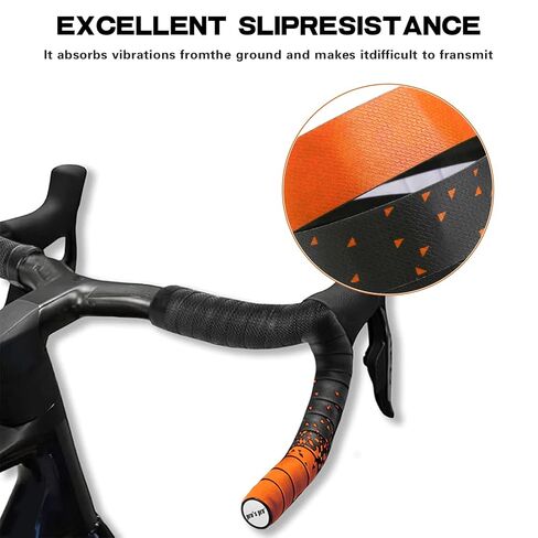 2PCS Bike Handlebar Tapes, Bicycle Handlebar Tape, Road Bike Handlebar Tape, Cycling Handle Wraps, Comfortable, Durable, Anti-Slip, Sweat-Absorbing Design, Orange in Saudi Arabia