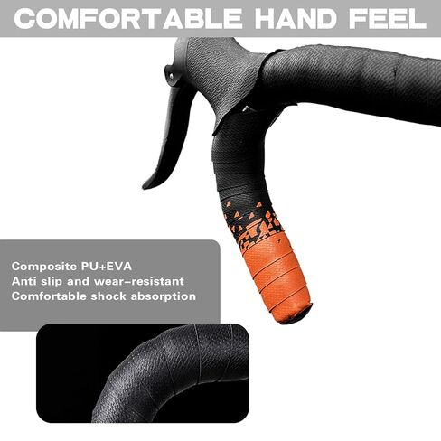 2PCS Bike Handlebar Tapes, Bicycle Handlebar Tape, Road Bike Handlebar Tape, Cycling Handle Wraps, Comfortable, Durable, Anti-Slip, Sweat-Absorbing Design, Orange in Saudi Arabia