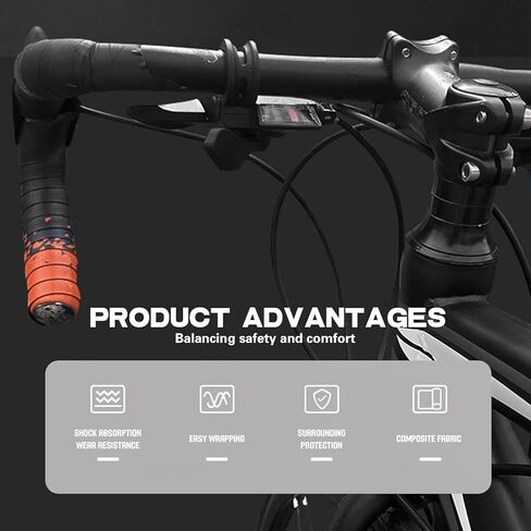 2PCS Bike Handlebar Tapes, Bicycle Handlebar Tape, Road Bike Handlebar Tape, Cycling Handle Wraps, Comfortable, Durable, Anti-Slip, Sweat-Absorbing Design, Orange in Saudi Arabia