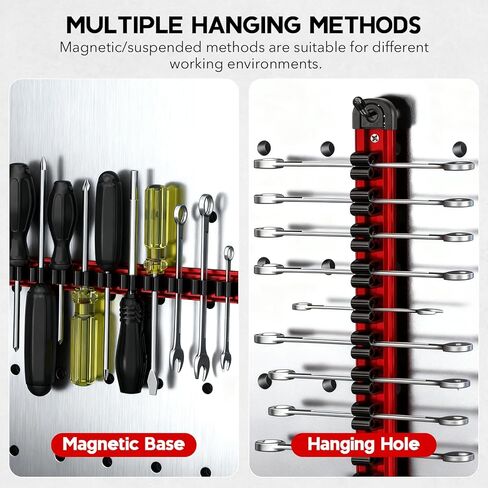 Magnetic Tool Holder - Aluminum Rails Screwdriver Wrench Organizer, Removable 14 Sliding Clips, 3 PCS Wall Mounted Strips Compact Storage for Garage Workshop Tool Box in Kuwait