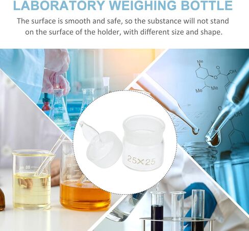 BESTYASH 5pcs Glass Weighing Bottles with Lids, 25x25mm Laboratory Weighing Holders for Chemistry Experiments, Low-form Borosilicate Glass Sampling Jars for Scientific Use in Saudi Arabia