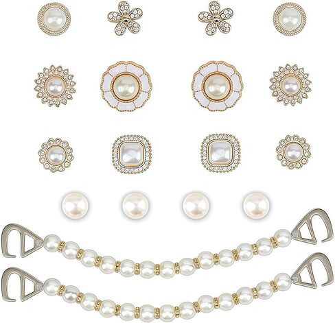 Bling Shoe Charms زخارف أحذية لطيفة للنساء سلاسل اللؤلؤ الوردي ملحقات الحذاء الزهرة سحر DIY أسلوب خاص in Kuwait