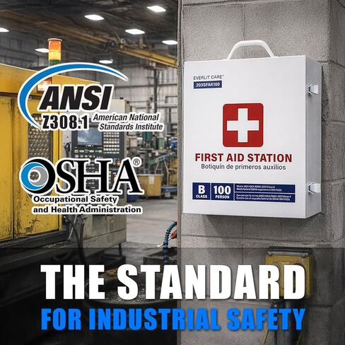 3-Shelf OSHA-Compliant First Aid Kit, ANSI Class B+ 100 Person Emergency First Aid Cabinet for Buiness, Job Site, Industrial Manufacturing Facility, Restaurant, and Kitchen in Kuwait