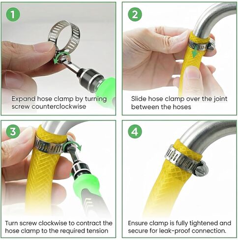 210 قطعة 304 مجموعة متنوعة من مشابك خرطوم الفولاذ المقاوم للصدأ، 1/4 بوصة - 2 بوصة (6-51 مم) مشابك خرطوم معدنية قابلة للتعديل، مشابك تركيب خرطوم صغيرة للسيارات، الأنابيب، سباكة الرادياتير، خط الوقود in Kuwait