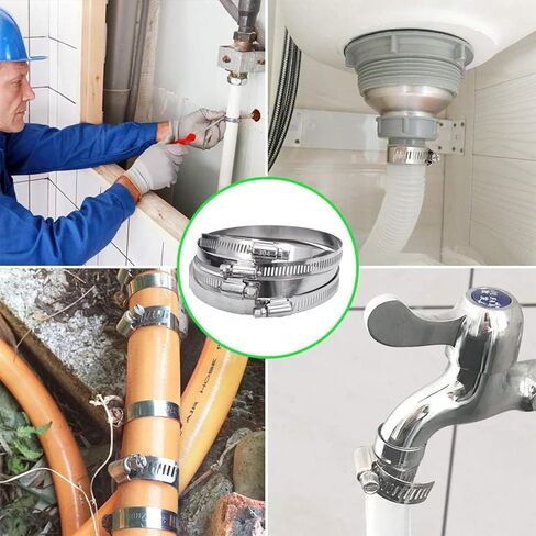 210 قطعة 304 مجموعة متنوعة من مشابك خرطوم الفولاذ المقاوم للصدأ، 1/4 بوصة - 2 بوصة (6-51 مم) مشابك خرطوم معدنية قابلة للتعديل، مشابك تركيب خرطوم صغيرة للسيارات، الأنابيب، سباكة الرادياتير، خط الوقود in Kuwait