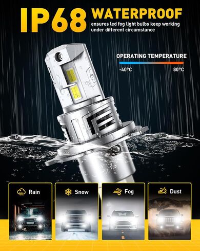 AUXITO H13 9008 Fog Bulb, 6500K White,30000LM Brightness, Canbus Ready, Wireless Plug and Play, Pack of 2 in Saudi Arabia