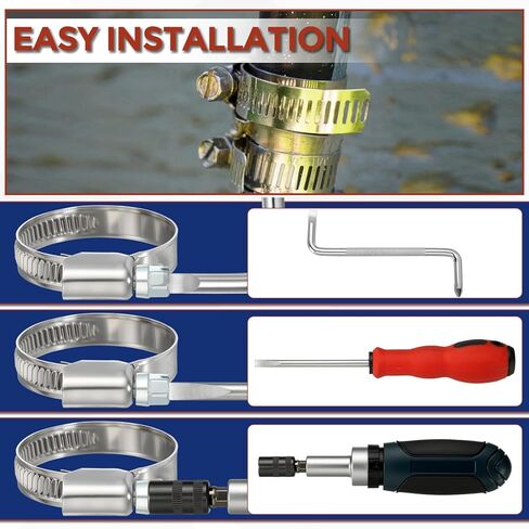 10Ps Stainless Steel Hose Clamps, Adjustable 0.4" to 1/2" (10-16mm) Heavy Duty Worm Gear Drive Hose Clamps Assortment Kit, Metal Clamping for Radiator, Dryer, Fuel Injection in Kuwait