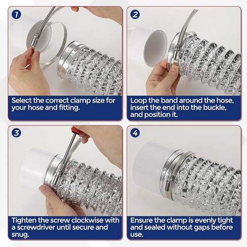 10Ps Stainless Steel Hose Clamps, Adjustable 0.4" to 1/2" (10-16mm) Heavy Duty Worm Gear Drive Hose Clamps Assortment Kit, Metal Clamping for Radiator, Dryer, Fuel Injection in Kuwait