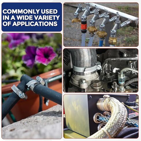 10Ps Stainless Steel Hose Clamps, Adjustable 0.4" to 1/2" (10-16mm) Heavy Duty Worm Gear Drive Hose Clamps Assortment Kit, Metal Clamping for Radiator, Dryer, Fuel Injection in Kuwait