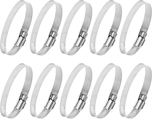 10PCS 3 Inch Hose Clamps 304 Stainless Steel, Adjustable Worm Gear Duct Clamps 3"-3.7"/ 72mm-95mm for Automotive Intercooler, Dryer Vent, Plumbing Pipes in Kuwait