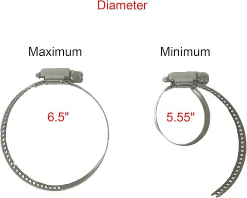 مشبك خرطوم 6 بوصة، 304 ستانلس ستيل، 6 قطع (141-165 ملم) in Kuwait