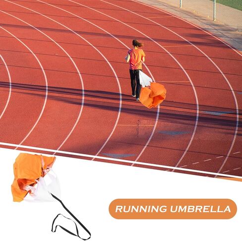 Resistance Running Parachute Training Gear with Silver-Coated Orange Canopy, Chute for Explosive Power and Core Strength, Running Accessory for Athletics and Fitness Training in Saudi Arabia