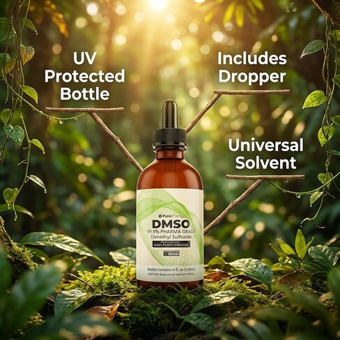 PureChemPros DMSO Pharmaceutical Grade 99.9% Pure (Dimethyl Sulfoxide) Low Odor Solvent DMSO Liquid 99.9% Pure with Precision Dropper - (4oz) in Saudi Arabia