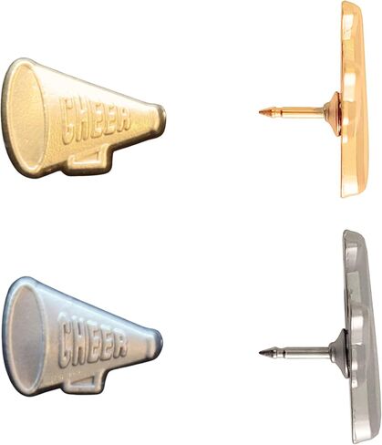 دبابيس دفع Cheer Megaphone - دبابيس Megaphone فضية لألواح الفلين أو الخرائط أو استخدام طية صدر السترة - مصممة في الولايات المتحدة الأمريكية - مجموعة من 4 in Kuwait