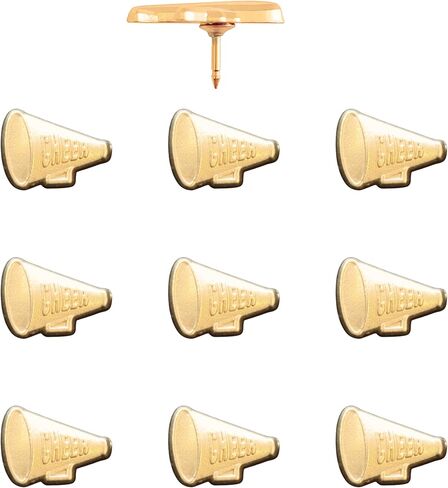 دبابيس دفع Cheer Megaphone - دبابيس Megaphone فضية لألواح الفلين أو الخرائط أو استخدام طية صدر السترة - مصممة في الولايات المتحدة الأمريكية - مجموعة من 4 in Kuwait