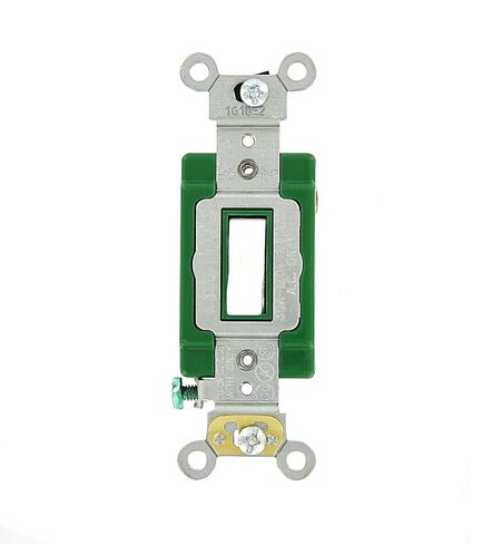 Leviton 30 Amp, 120/277 Volt, Toggle Single-Pole AC Quiet Switch, Extra Heavy Duty Grade, Self Grounding, 3031-2W, White in Saudi Arabia