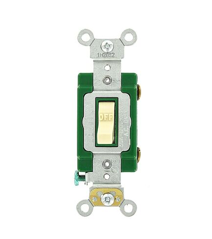 Leviton 30 Amp, 120/277 Volt, Toggle Single-Pole AC Quiet Switch, Extra Heavy Duty Grade, Self Grounding, 3031-2W, White in Saudi Arabia