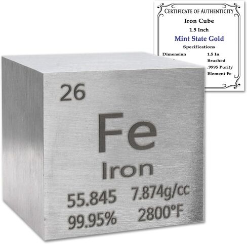 مكعب نحاسي نقي بنسبة 99.95% مقاس 1.5 بوصة - تصميم عنصر مع شهادة الأصالة in Kuwait