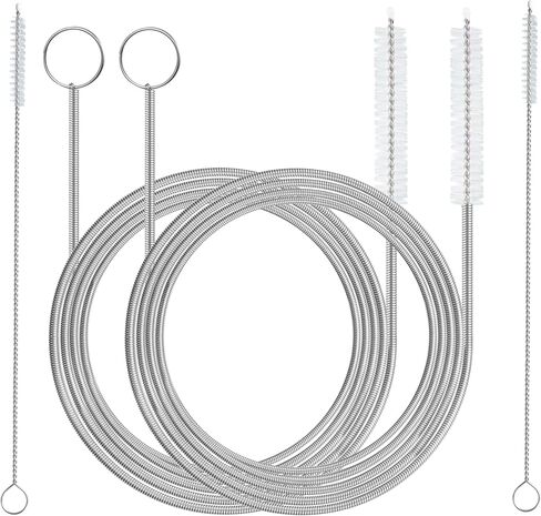 2 Pack 61 inch Long Flexible Drain Cleaning Brush and 2 PCS 7-inch Straw Brush, Suitable for Cleaning Feeding Tubes in Saudi Arabia