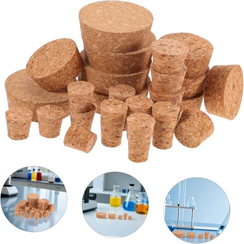 25PCS Tapered Cork Stoppers Assorted for Laboratory Home Commercial Use Secure Leakproof Sealing Plugs Reusable Easy to Clean Airtight Seal for Freshness Retention in Saudi Arabia