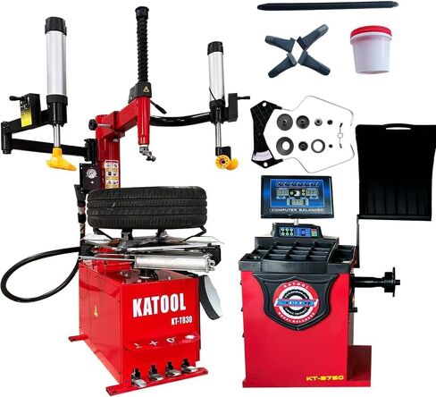 Double Arm 2.0HP Tire Changer Machine and Balancer Combo 24" Tire Changer Automatic Measurement Wheel Balancing Tire Machine for Home and Shop in Kuwait