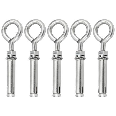Expansion Hooks Steel Stainless M8, 5 Pcs Concrete Anchors Wall Expansion, 5/16 X 4-3/16, Duty Heavy Eyebolts Shoulder Lag, Screws Expansion for Stone and Concrete Walls in Kuwait