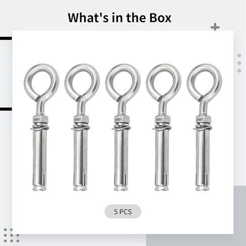 Steel Stainless Expansion Hooks M8, 5/16 X 4-3/16, Expansion Anchors Concrete Wall 5 Pcs, Shoulder Lag Eyebolts Duty Heavy, for Stone Walls and Concrete Screws Expansion in Saudi Arabia