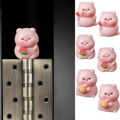 Hinge Heads Decorative Topper Set 6PCS, Home Decoration,Magnetic Hinge Head Toppers Door Hinge, Cute Mini Creative Little Pig Drinking Beverages, Resin Ornament in Saudi Arabia