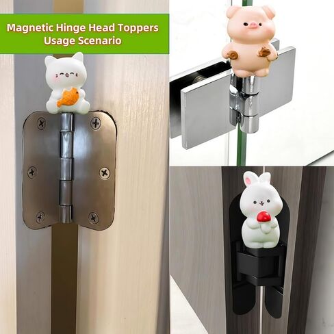 Hinge Heads Decorative Topper Set 6PCS, Home Decoration,Magnetic Hinge Head Toppers Door Hinge, Cute Mini Creative Small Animals, Rabbits, Cats, Piglets, Resin Ornaments in Saudi Arabia