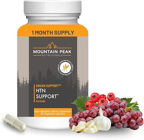 Mountain Peak Nutritionals HTN Support - Organ Supplement - Helps Maintain Healthy Blood Pressure & Cardiovascular System - w/Rauwolfia & Magnesium - Hypoallergenic Dietary Supplement (90 Capsules) in Kuwait