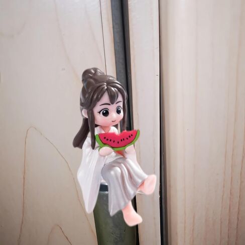 Hinge Heads Decorative Topper Set 1PCS, Home Decoration,Magnetic Hinge Head Toppers Door Hinge, Cute Mini Creative Vintage White Girl Eating Watermelon, Resin Ornament in Saudi Arabia