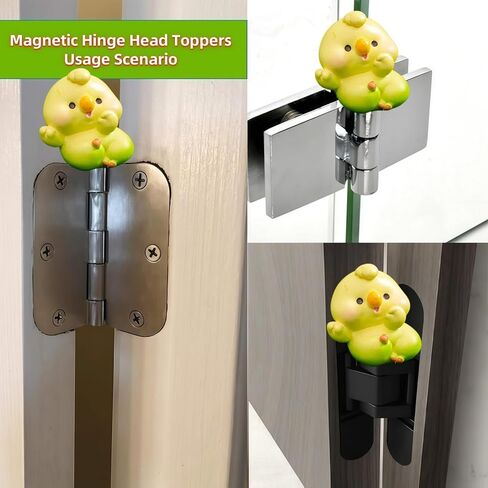 Hinge Heads Decorative Topper Set 3PCS, Home Decoration,Magnetic Hinge Head Toppers Door Hinge, Cute Mini Creative Leaning Back Against The Little Bird, Chick, Parrot, Resin Ornament in Saudi Arabia
