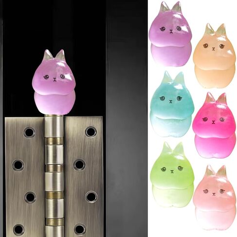 Hinge Heads Decorative Topper Set 6PCS, Home Decoration,Magnetic Hinge Head Toppers Door Hinge, Cute Mini Creative Colorful Luminous Bunny Resin Ornament in Saudi Arabia