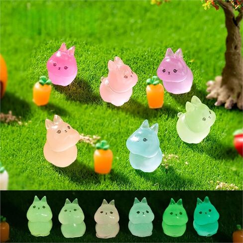 Hinge Heads Decorative Topper Set 6PCS, Home Decoration,Magnetic Hinge Head Toppers Door Hinge, Cute Mini Creative Colorful Luminous Bunny Resin Ornament in Saudi Arabia