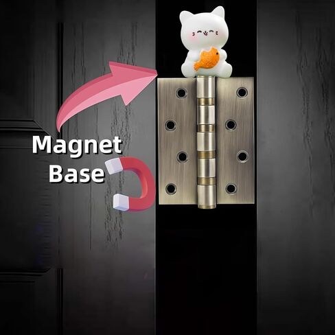 Hinge Heads Decorative Topper Set 6PCS, Home Decoration,Magnetic Hinge Head Toppers Door Hinge, Cute Mini Creative Small Animals, Eating Grilled Fish, Cats, Resin Ornaments in Saudi Arabia