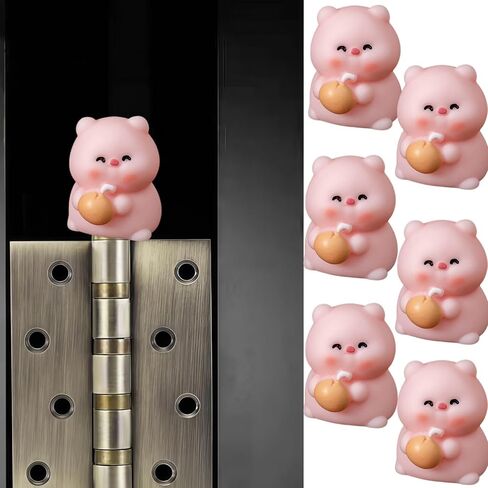 Hinge Heads Decorative Topper Set 6PCS, Home Decoration,Magnetic Hinge Head Toppers Door Hinge, Cute Mini Creative Piggy Drinking Coconut Juice, Resin Ornament in Saudi Arabia