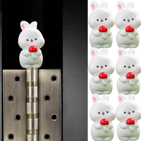 Hinge Heads Decorative Topper Set 6PCS, Home Decoration,Magnetic Hinge Head Toppers Door Hinge, Cute Mini Creative Small Animals, Rabbits, Resin Ornaments in Saudi Arabia